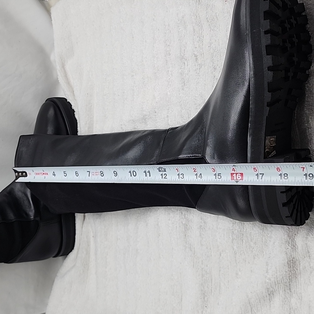 STUART WEITZMAN KNEE HIGH LUG 5050 LEATHER LIFT BLACK AWESOME BOOT LADIES 10 NEW - Picture 10 of 16
